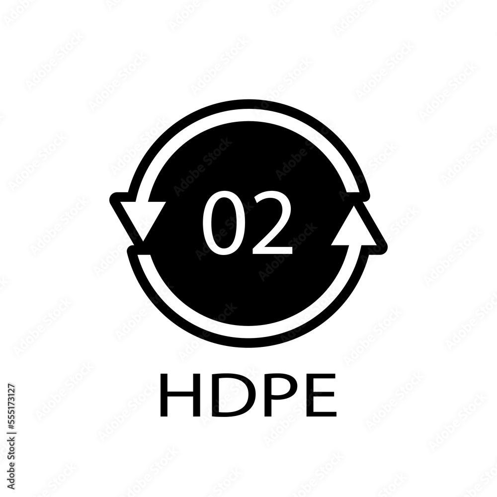 HDPE 02 recycling code symbol. Plastic recycling vector polyethylene sign. HDPE 02 recycling code symbol. Plastic recycling vector polyethylene sign.