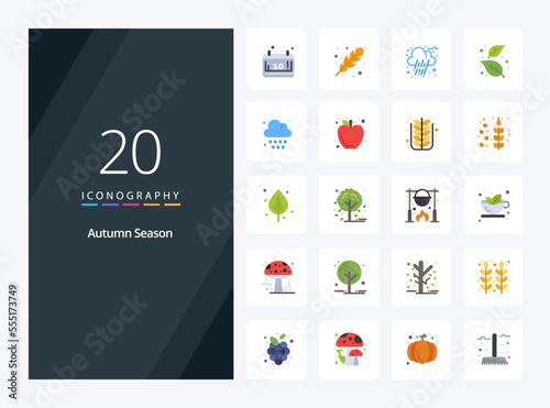 20 Autumn Flat Color icon for presentation