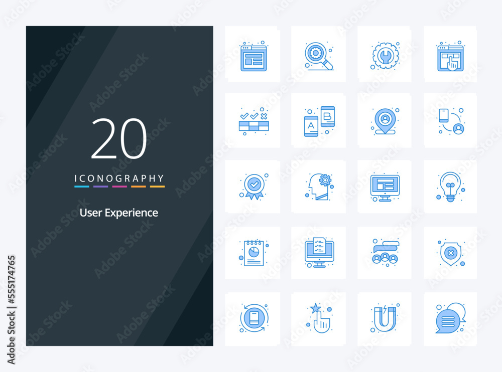 20 User Experience Blue Color icon for presentation