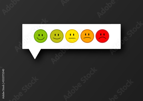 Customer service and satisfaction concept, smiley face, happy icons and various emotions to make service satisfaction rating very impressive.