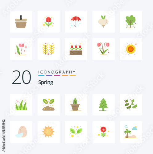 20 Spring Flat Color icon Pack like nature ecology nature tree pine