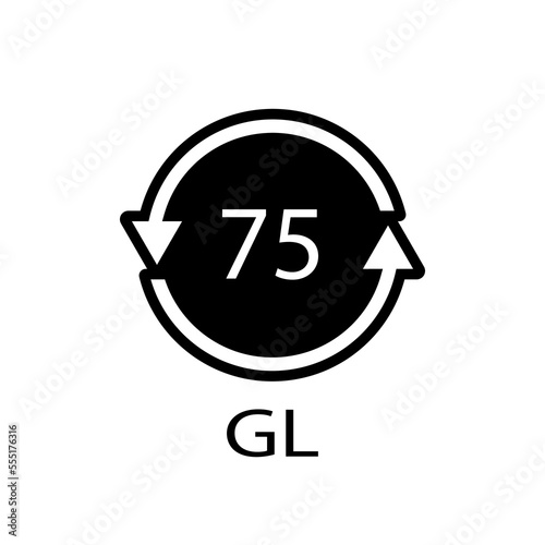 Low Lead Glass. Glass recycling code 75 GL. Vector illustration