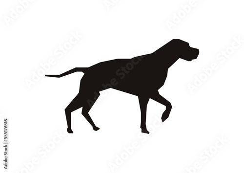 vector silhouette of a prowling dog in black and white