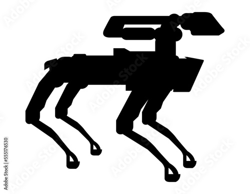 Vector icon of a silhouette of a robot dog in black and white photo