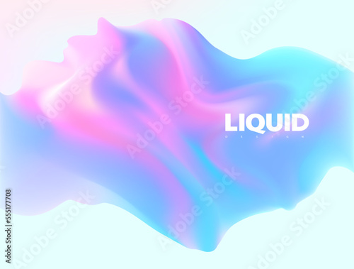 Fototapeta Naklejka Na Ścianę i Meble -  Fluid 3D object. Colored liquid element on white background. Vector geometric shape for poster and cover design.