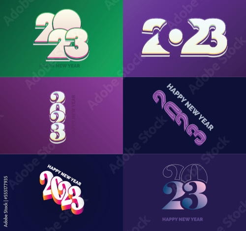 Big Set of 2023 Happy New Year logo text design 2023 number design template