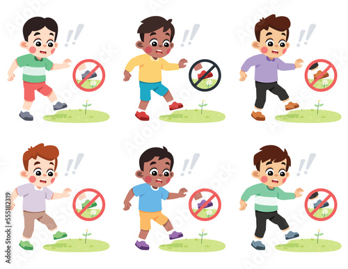 Kid Do Not Step on Grass Prohibition Warning Sign