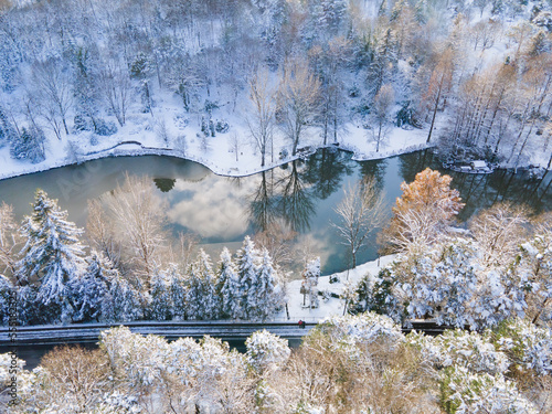 Photography Winter Season in the Ataturk Arboretum Drone Video, Sariyer Istanbul, Turkey