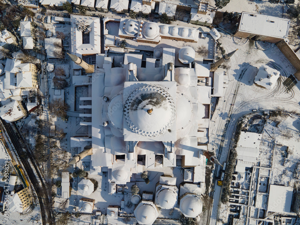 Hagia Sophia (Ayasofya) Mosque Drone Photo in the Winter Season, Sultanahmet Square Fatih, Istanbul Turkey