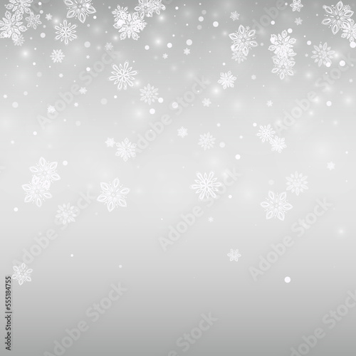 White Snow Vector Silver Background. Xmas