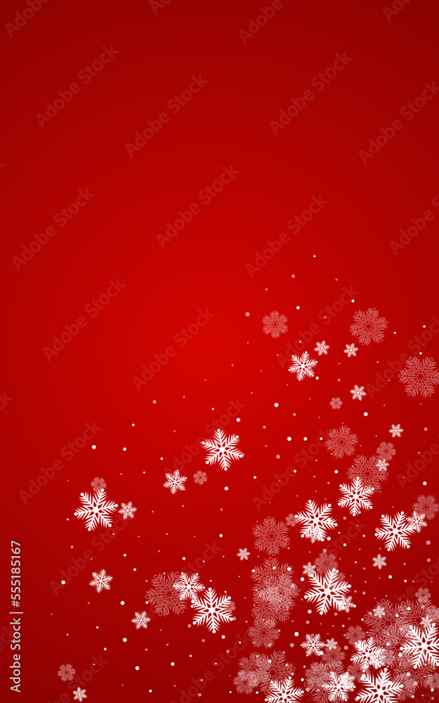 Gray Snowfall Vector Red Background. Fantasy Snow