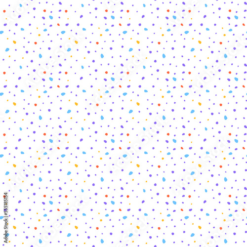 Abstract dotted seamless pattern. Background with asymmetric simple color spots. Vector illustration of stipple texture.