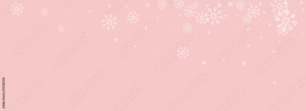 White Snowfall Vector Panoramic Pink Background. White Snowfall Vector Panoramic Pink Background.