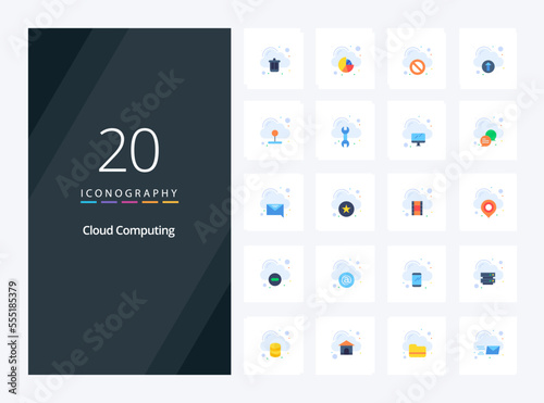 20 Cloud Computing Flat Color icon for presentation