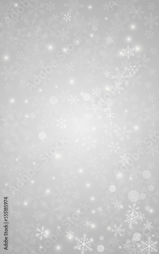 White Snow Vector Grey Background. Sky Snowfall