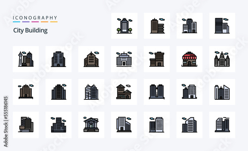 25 City Building Line Filled Style icon pack