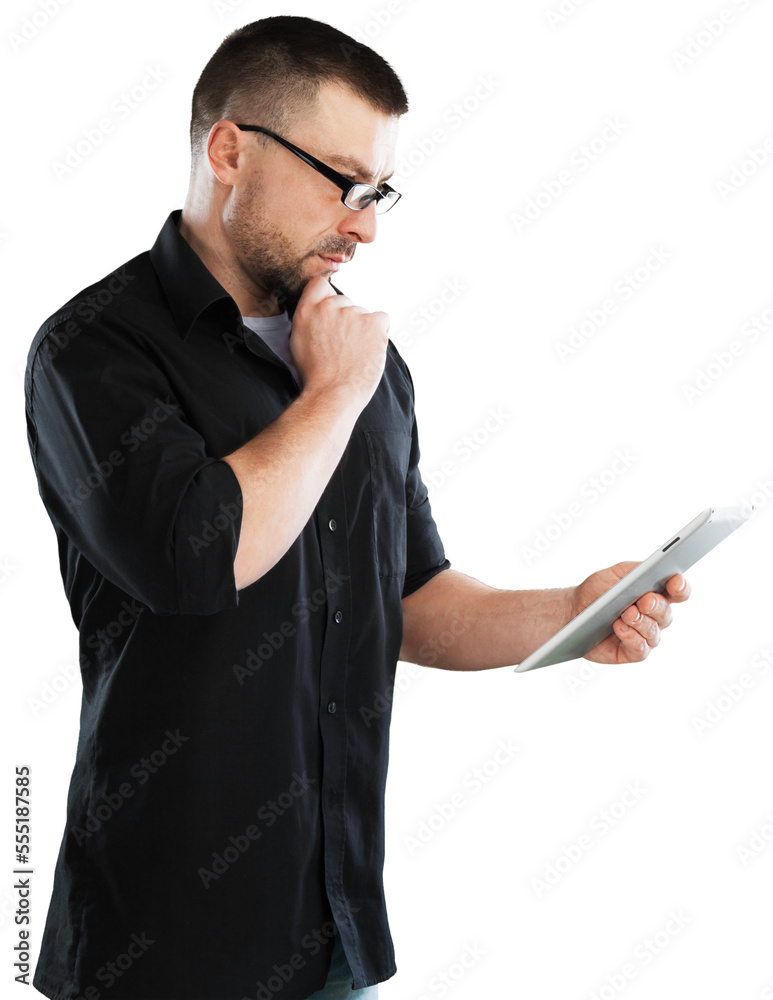 Business person in formal wear holding a digital tablet Business person in formal wear holding a digital tablet