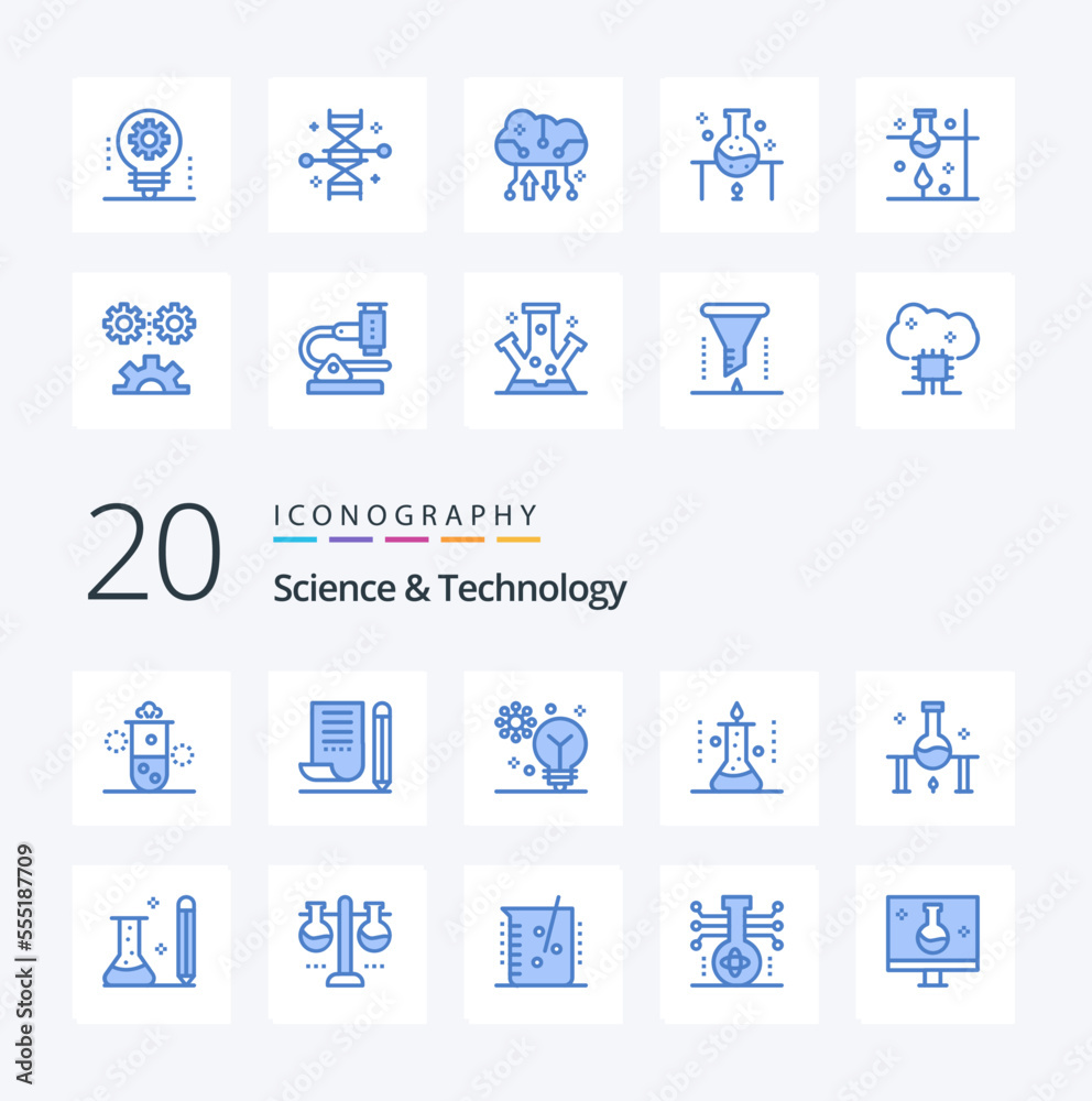 Vecteur Stock 20 Science And Technology Blue Color icon Pack like ...