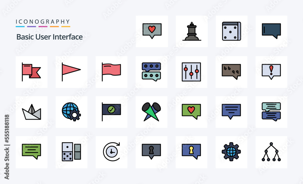 25 Basic Line Filled Style icon pack