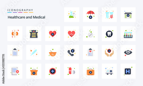 25 Medical Flat color icon pack