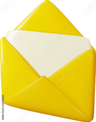 3d open mail envelope with message, letter or email. Realistic postcard or paper document sent as corporate notification, web news, subscription verification confirmed