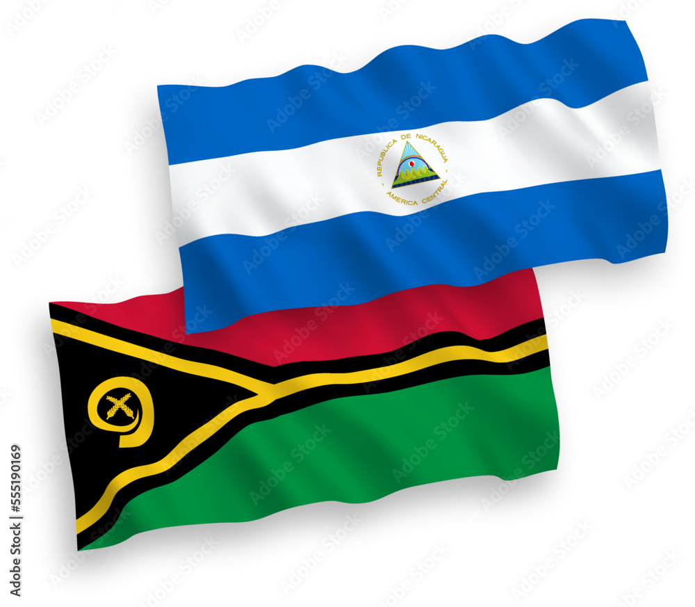Flags of Nicaragua and Republic of Vanuatu on a white background