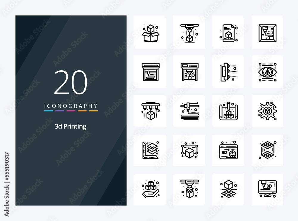20 3d Printing Outline icon for presentation
