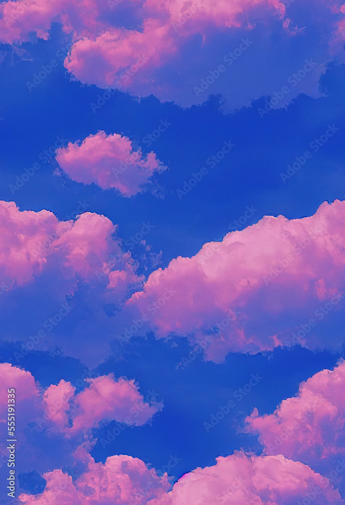 Blue sky with colorful clouds background Generative AI