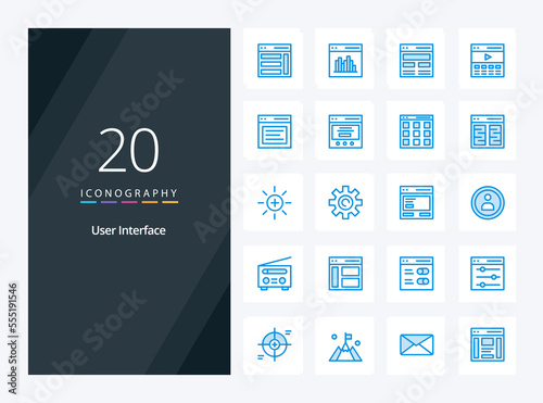 20 User Interface Blue Color icon for presentation