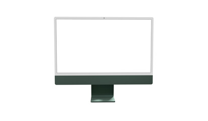 Realistic 3D Computer, with a white screen, isolated on a background