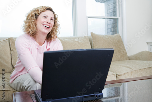 Mature woman smiling.