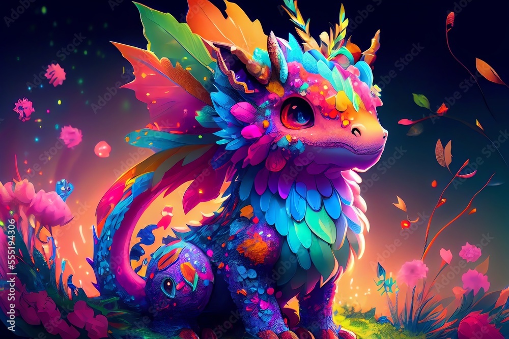A Baby Dragon fantasy art. Generative AI A Baby Dragon fantasy art. Generative AI