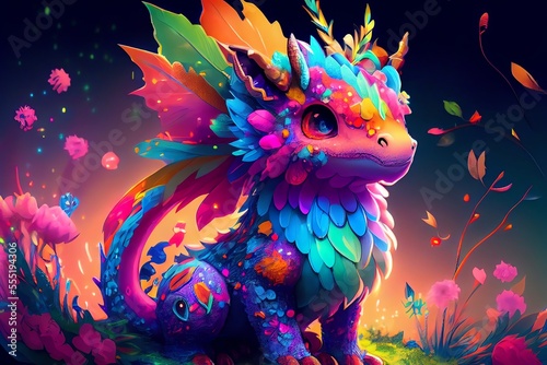 A Baby Dragon fantasy art. Generative AI © Pixel Matrix