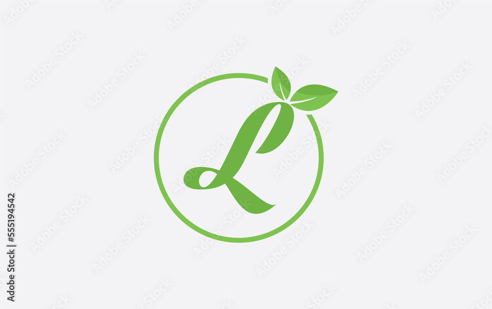 Fresh nature leaf and healthy logo design with the letter and alphabets. Green leaf and eco logo icon design 
