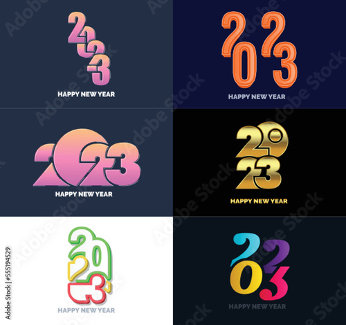 Big Set of 2023 Happy New Year logo text design 2023 number design template © Muhammad