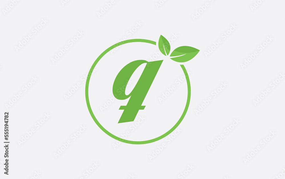Fresh nature leaf and healthy logo design with the letter and alphabets. Green leaf and eco logo icon design 