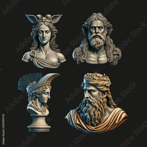 Obraz na płótnie Ancient greek gods antique statues and antique sculptures