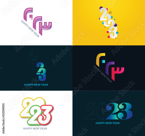 Big Set of 2023 Happy New Year logo text design 2023 number design template © Muhammad