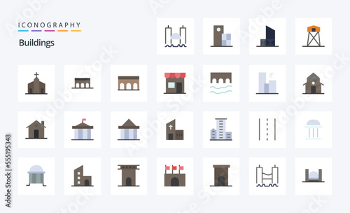25 Buildings Flat color icon pack © Muhammad