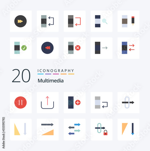 20 Multimedia Flat Color icon Pack like sorting ascending new traffic swap