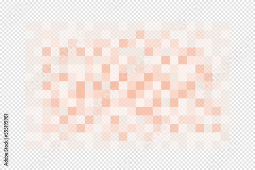 Censor blur effect mosaic texture on transparent background. Skin toned pixel pattern hiding face, nude body, text or another unwanted, prohibited, adult only or privacy content