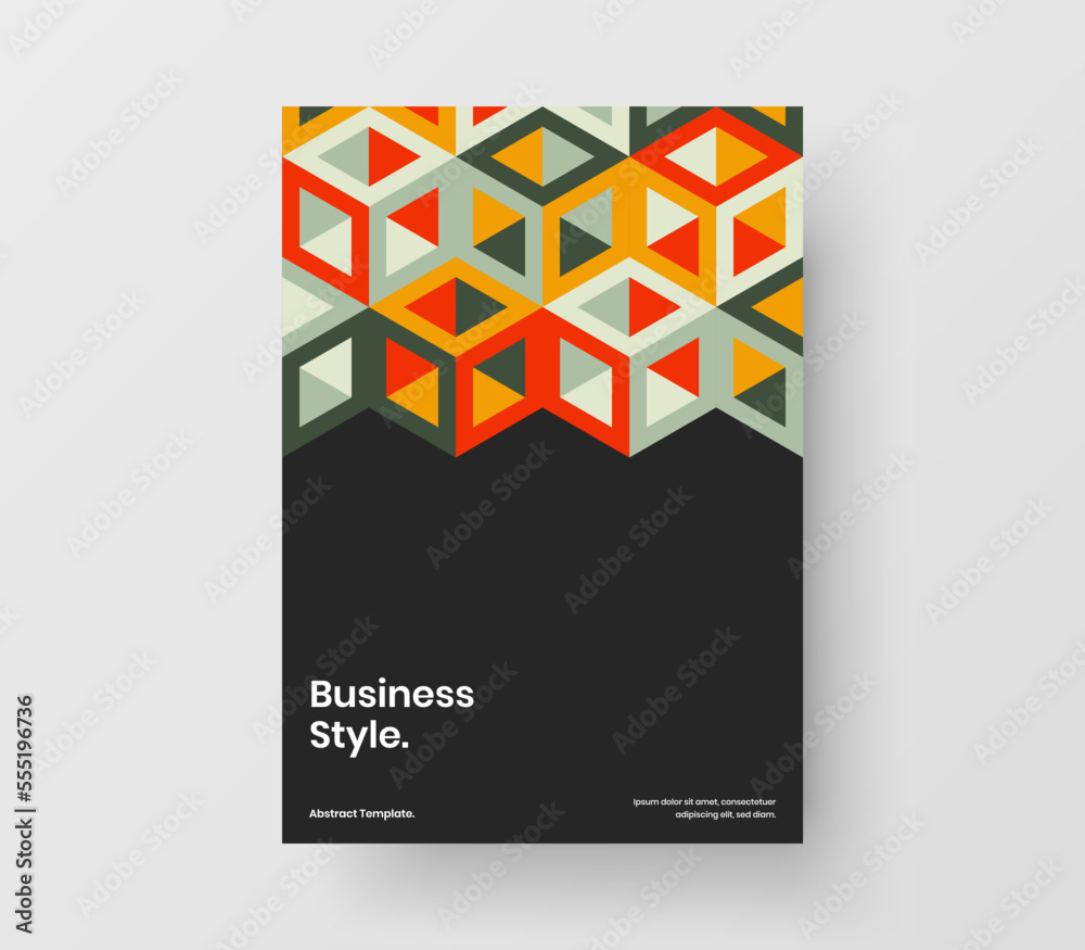 Abstract mosaic shapes postcard template. Creative annual report vector design illustration.