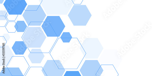 Abstract blue hexagon shape for frame illustration design photo