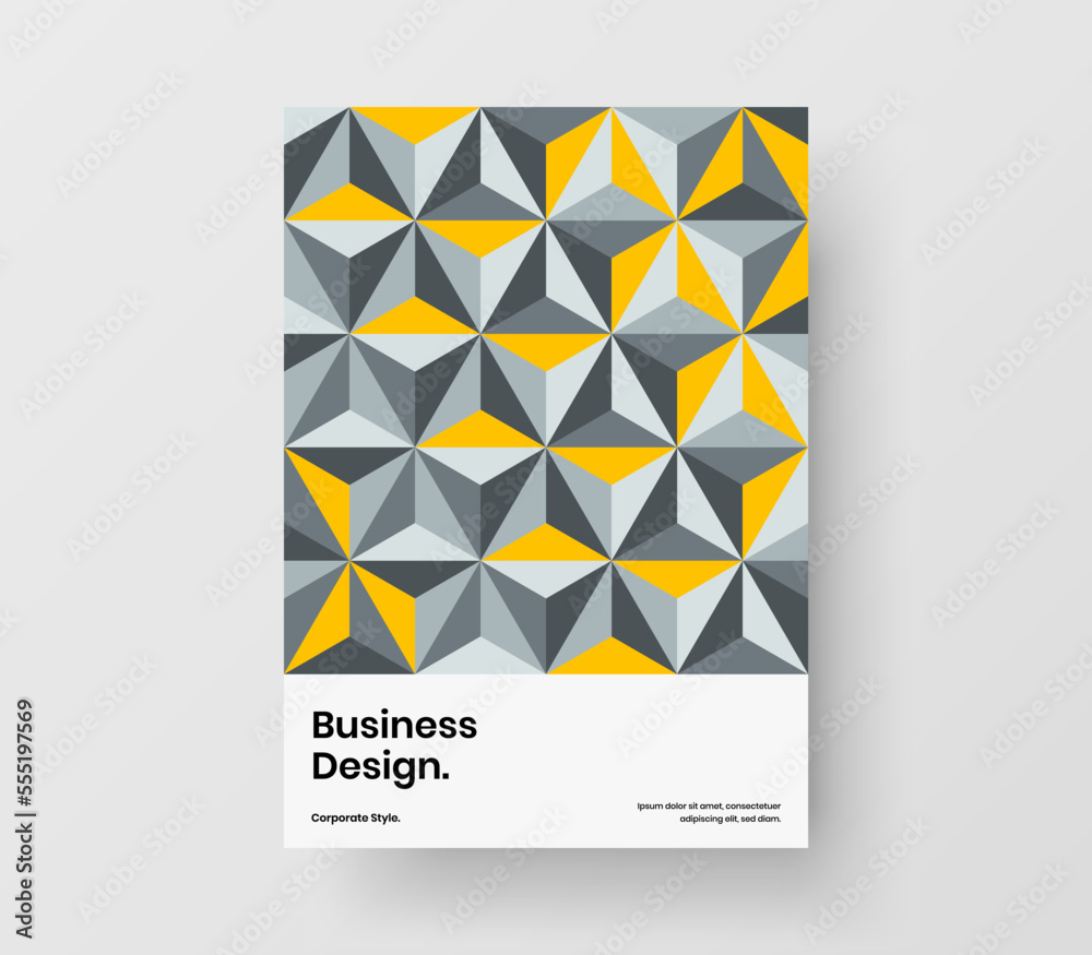 Fototapeta premium Simple placard design vector template. Fresh mosaic pattern book cover illustration.