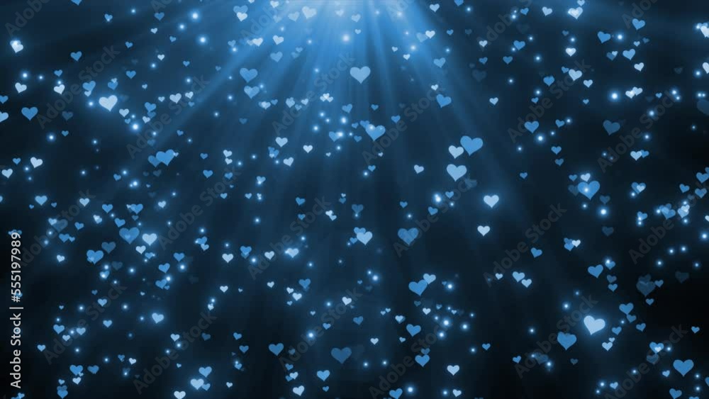 Glowing Heart Flying With Lens Flare Romantic Heart On dark Blue ...