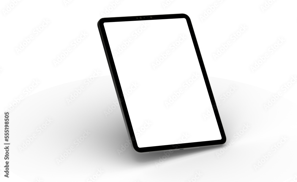 Photo 3D brandless tablet with empty screen isolated