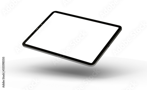 Photo 3D brandless tablet with empty screen isolated