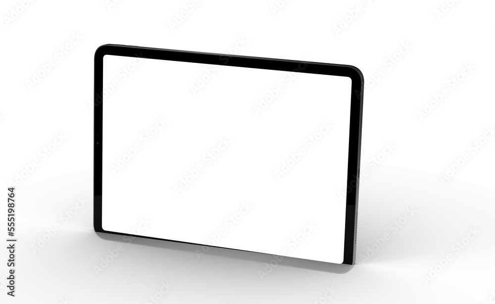 Photo 3D brandless tablet with empty screen isolated Photo 3D brandless tablet with empty screen isolated