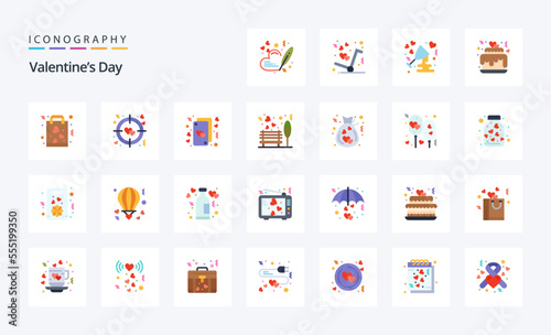 25 Valentines Day Flat color icon pack