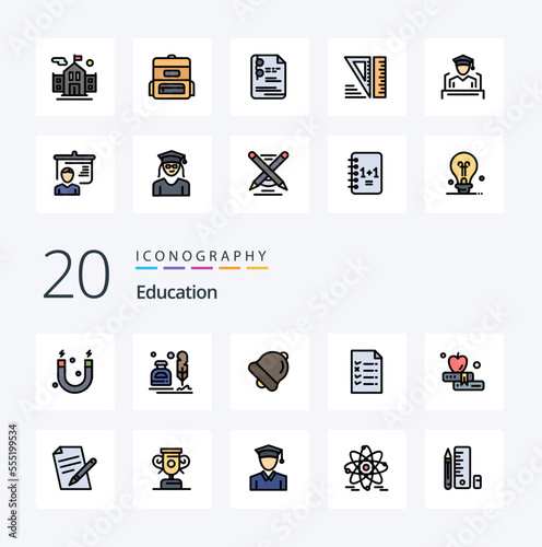 20 Education Line Filled Color icon Pack like education apple  education document photo
